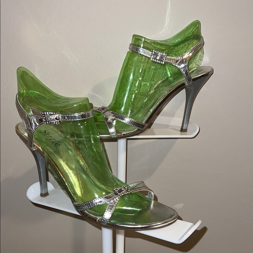 Elegant Silver Strappy Heels